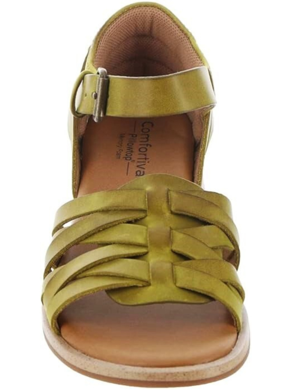 Comfortiva Marina Leather Strappy Low Wedge Sandals Citron Women's SIZE 10M NIB - Picture 8 of 10